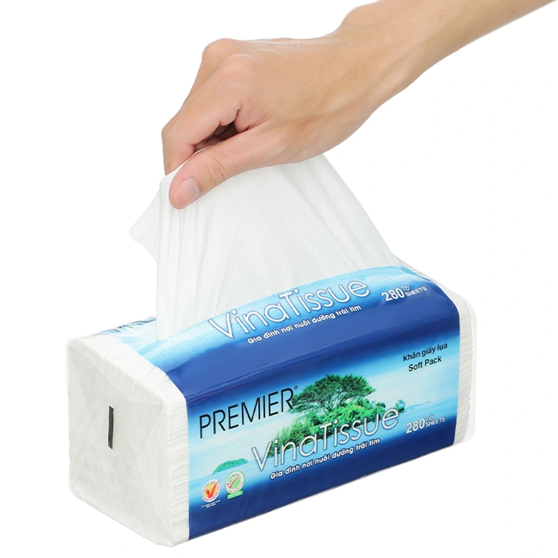 Gói 280 tờ khăn giấy lụa PREMIER Vinatissue không mùi 2 lớp 5