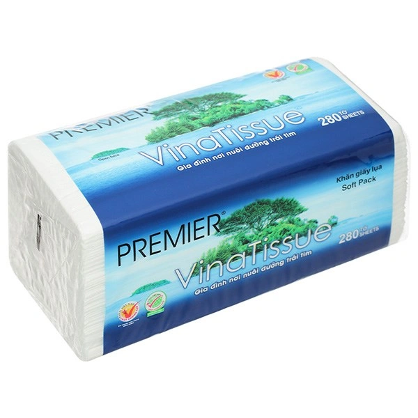 Gói 280 tờ khăn giấy lụa PREMIER Vinatissue không mùi 2 lớp 1