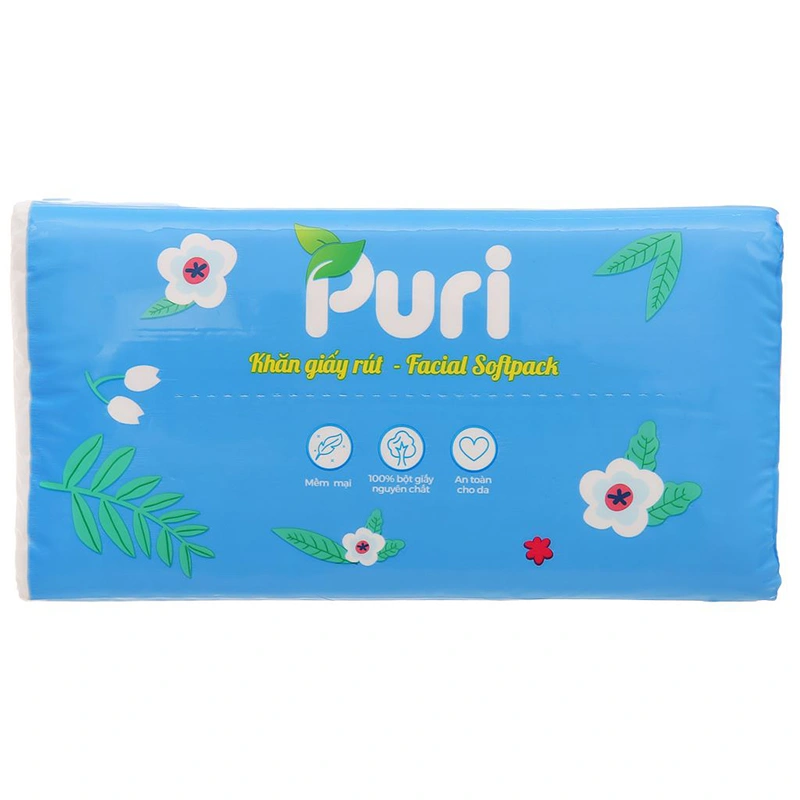 Hộp 180 tờ khăn giấy lau mặt Puri không mùi 2 lớp 12