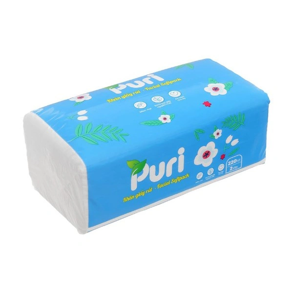 Hộp 180 tờ khăn giấy lau mặt Puri không mùi 2 lớp 11