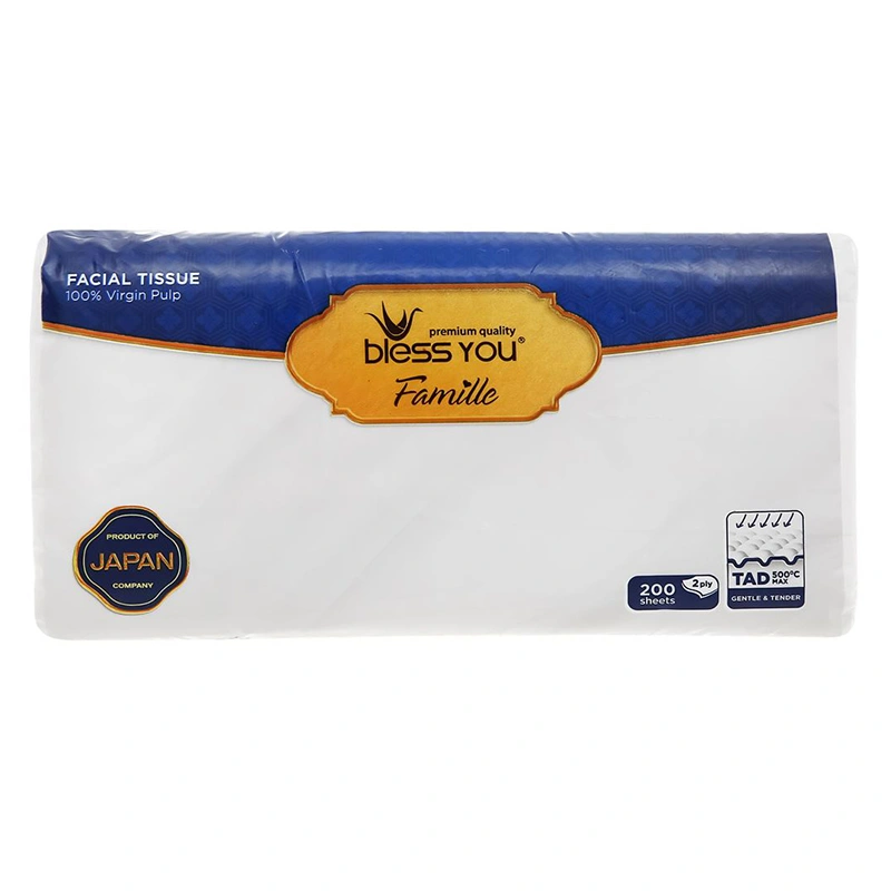 Gói 200 tờ khăn giấy lụa Bless You Famille không mùi 2 lớp 2