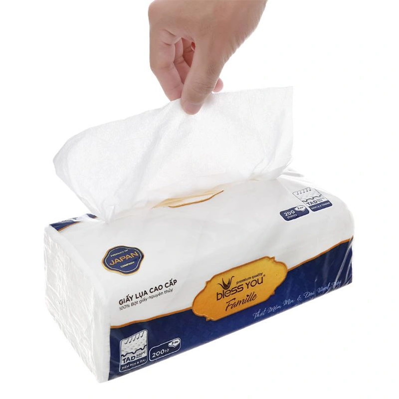 Gói 200 tờ khăn giấy lụa Bless You Famille không mùi 2 lớp 4