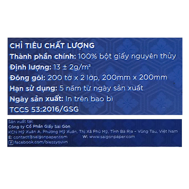 Gói 200 tờ khăn giấy lụa Bless You Famille không mùi 2 lớp 6