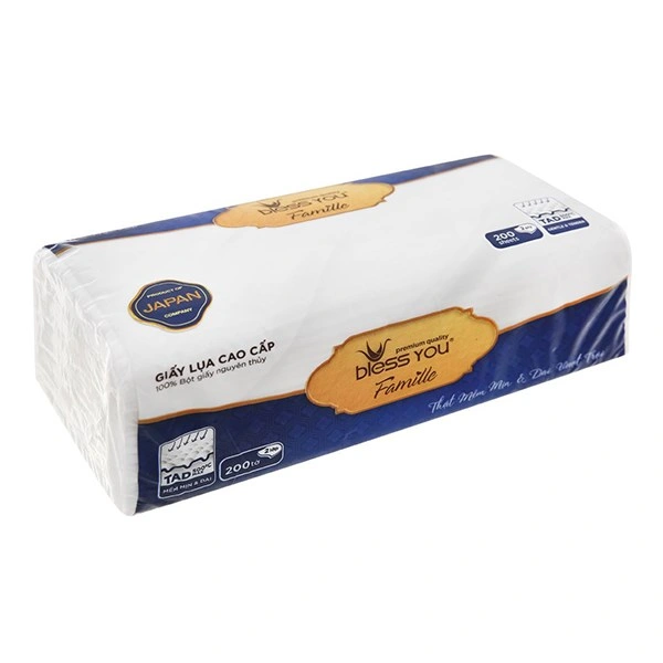 Gói 200 tờ khăn giấy lụa Bless You Famille không mùi 2 lớp 1