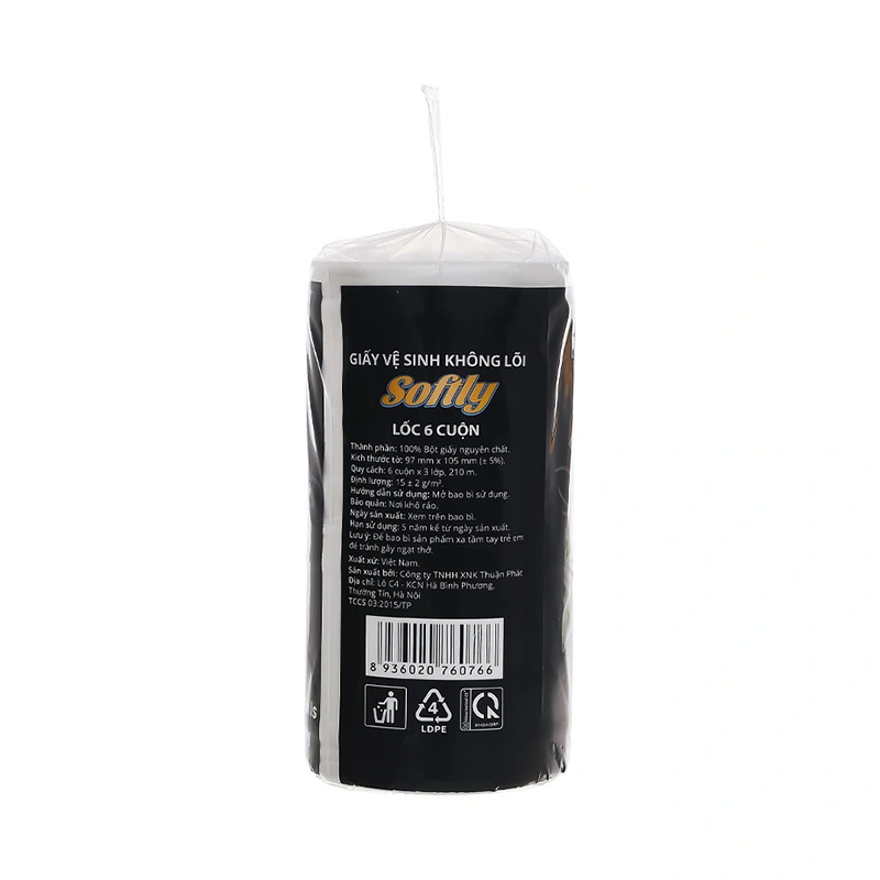 Lốc 6 cuộn giấy vệ sinh không lõi Softly không mùi 3 lớp 2