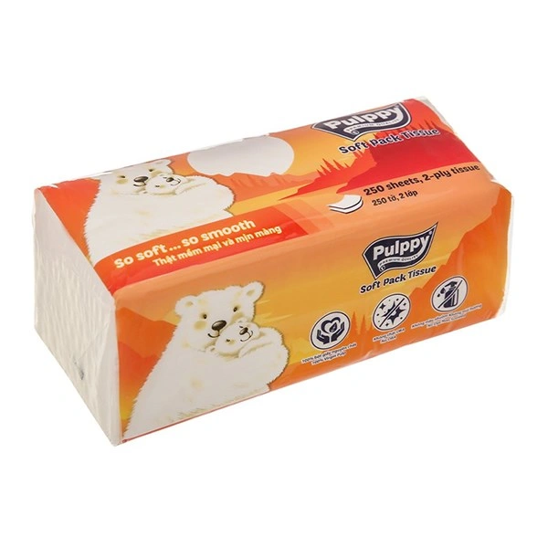 Gói 250 tờ khăn giấy rút Pulppy Polar Bear không mùi 2 lớp 1