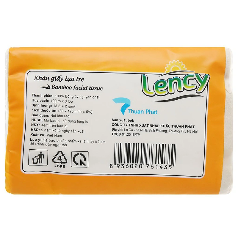 Gói 160 tờ khăn giấy lau mặt Lency không mùi 3 lớp 8
