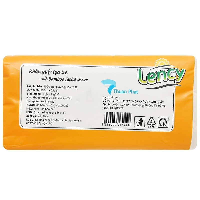 Gói 160 tờ khăn giấy lau mặt Lency không mùi 3 lớp 6