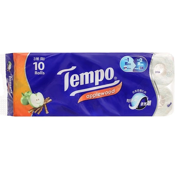Lốc 10 cuộn giấy vệ sinh Tempo hương gỗ táo 3 lớp 1