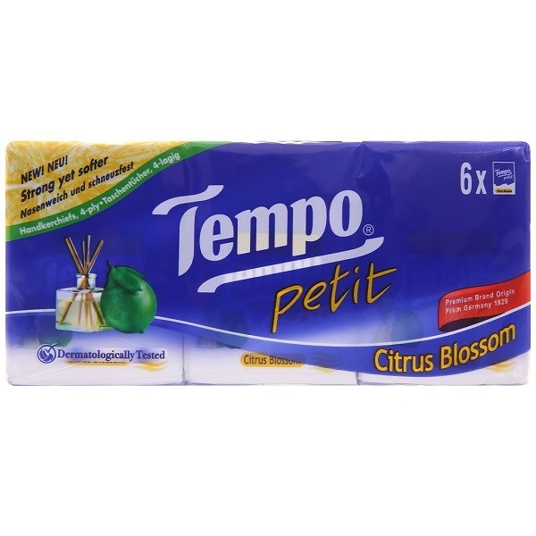 Lốc 6 gói khăn giấy bỏ túi Tempo hương chanh sả 4 lớp 1