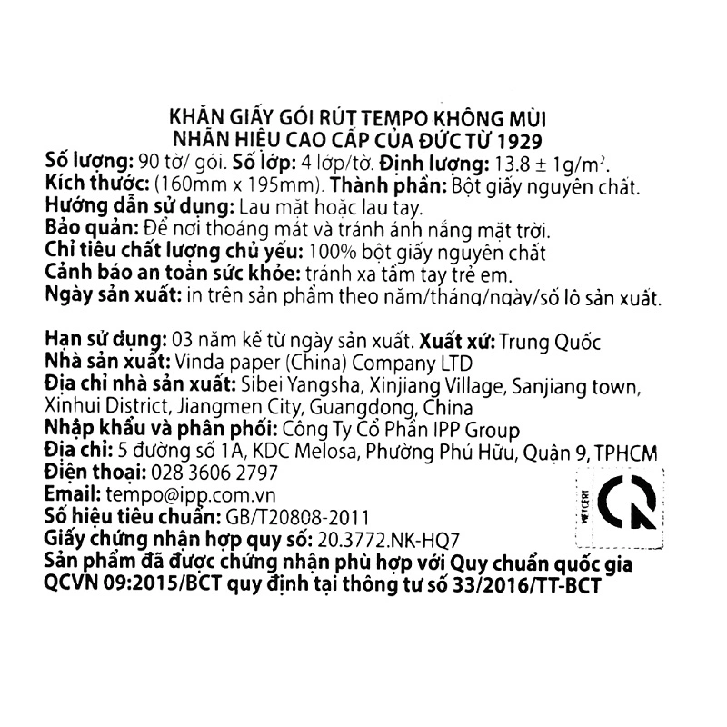 Gói 90 tờ khăn giấy rút Tempo không mùi 4 lớp 6