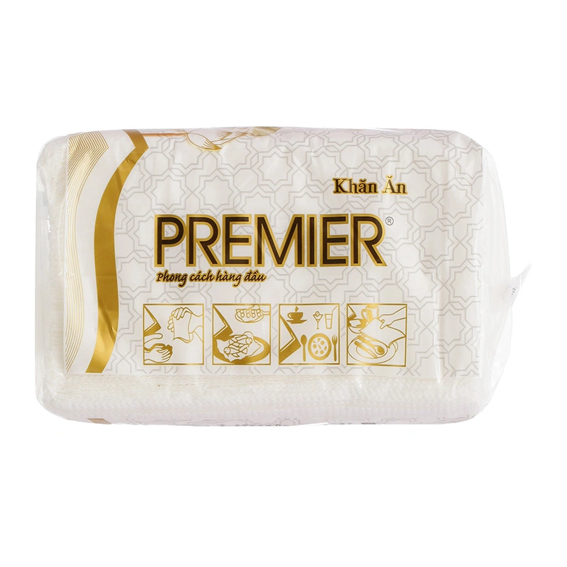 Gói 100 tờ khăn giấy ăn PREMIER không mùi 1 lớp 3