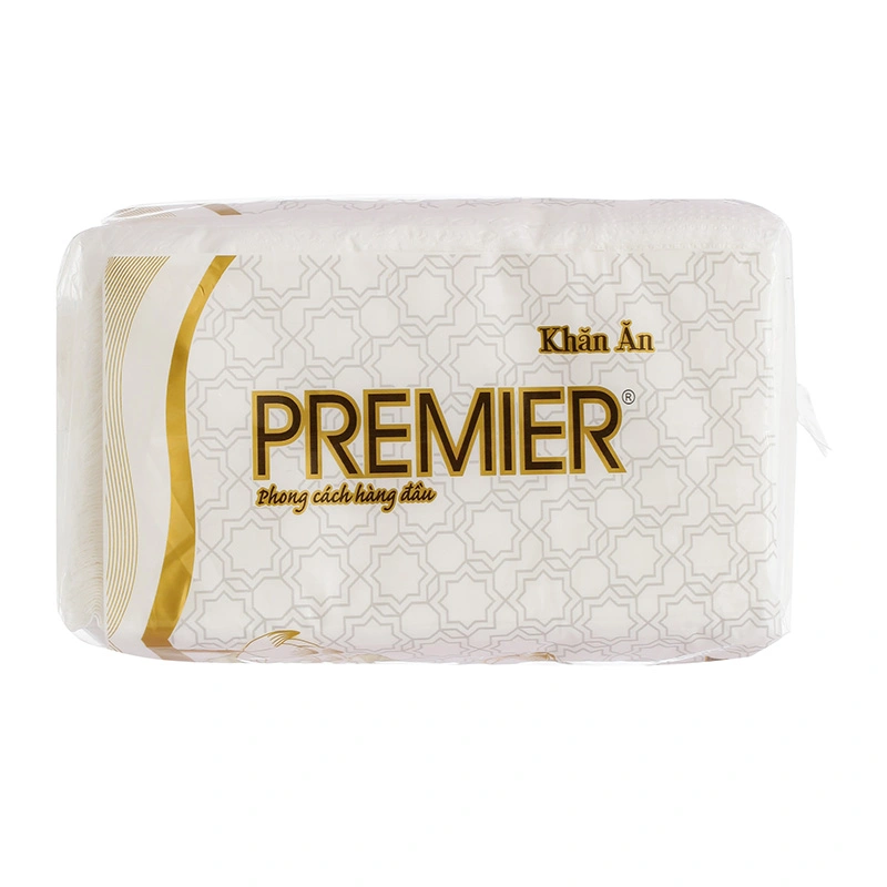 Gói 100 tờ khăn giấy ăn PREMIER không mùi 1 lớp 4