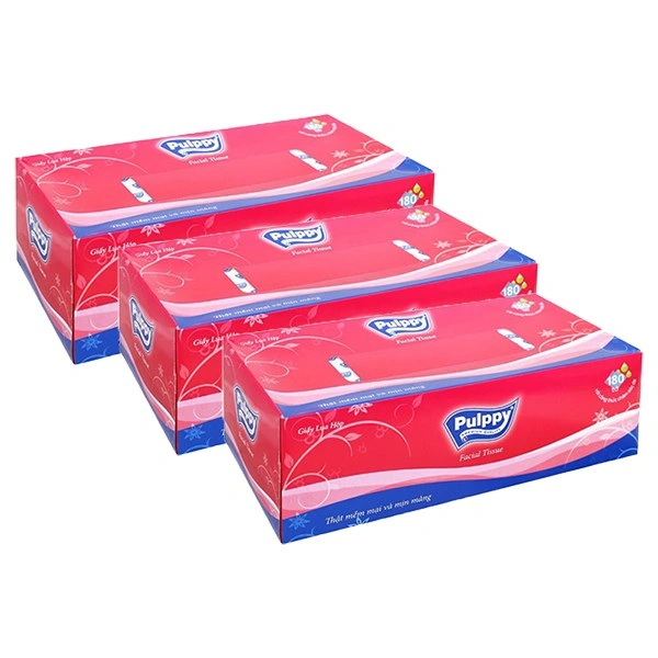 Combo 3 hộp 180 tờ khăn giấy lụa Pulppy không mùi 2 lớp 1