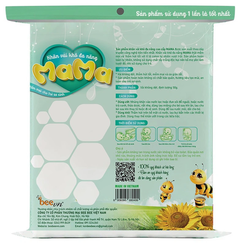 Combo 2 khăn vải khô đa năng Mama không mùi 900g/túi 2