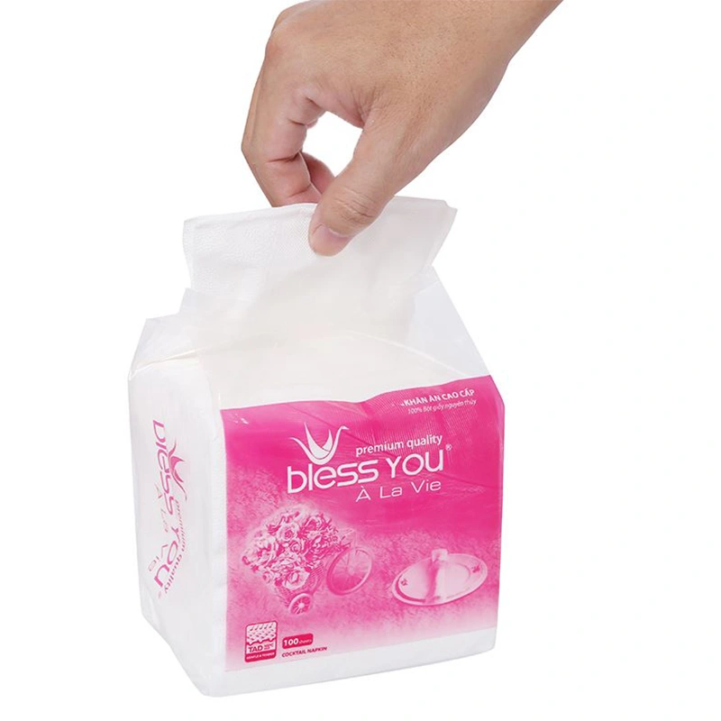Gói 100 tờ khăn giấy ăn Bless You À La Vie không mùi 1 lớp 5