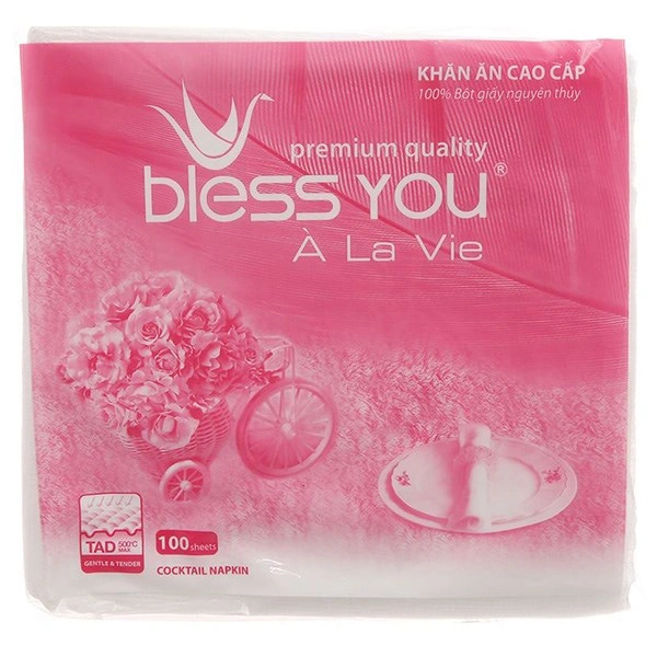 Khăn giấy ăn Bless You À La Vie không mùi 33 cm x 33 cm