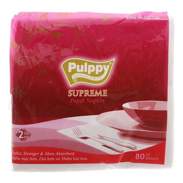 Gói 80 tờ khăn giấy ăn Pulppy Supreme không mùi 2 lớp 1