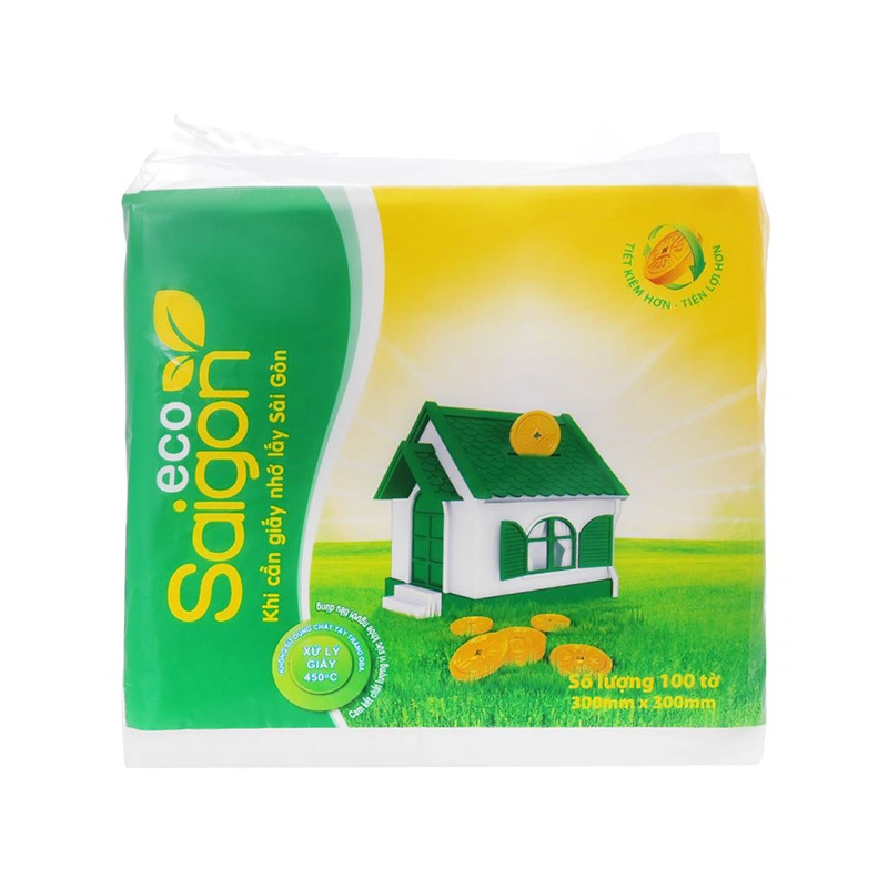 Gói 100 tờ khăn giấy ăn Saigon Eco không mùi 1 lớp 1