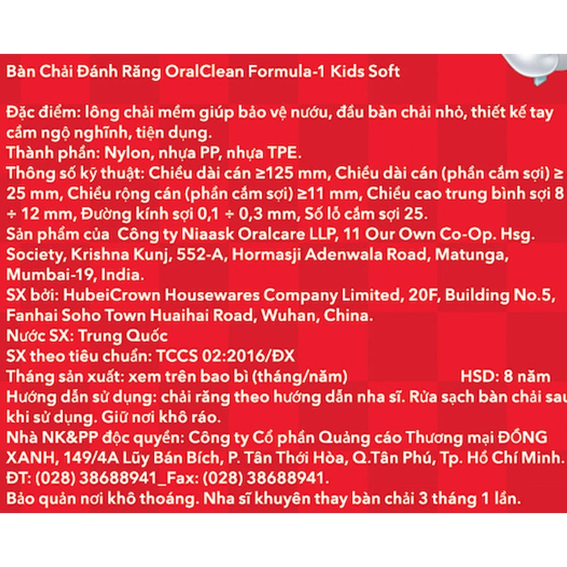 Bàn chải cho bé Oral Clean Formula-1 lông mềm (từ 3 tuổi) - Màu ngẫu nhiên 13