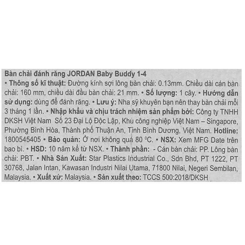 Bàn chải cho bé Jordan Buddy lông siêu mềm (1 - 4 tuổi) - Màu ngẫu nhiên 6