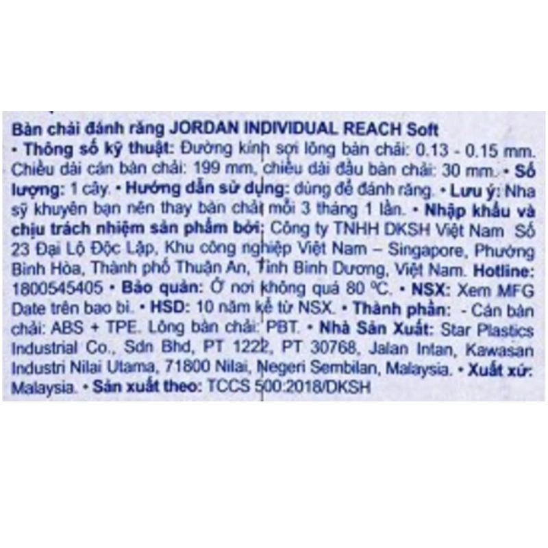 Bàn chải đánh răng Jordan Individual Reach lông mềm - Màu ngẫu nhiên 8