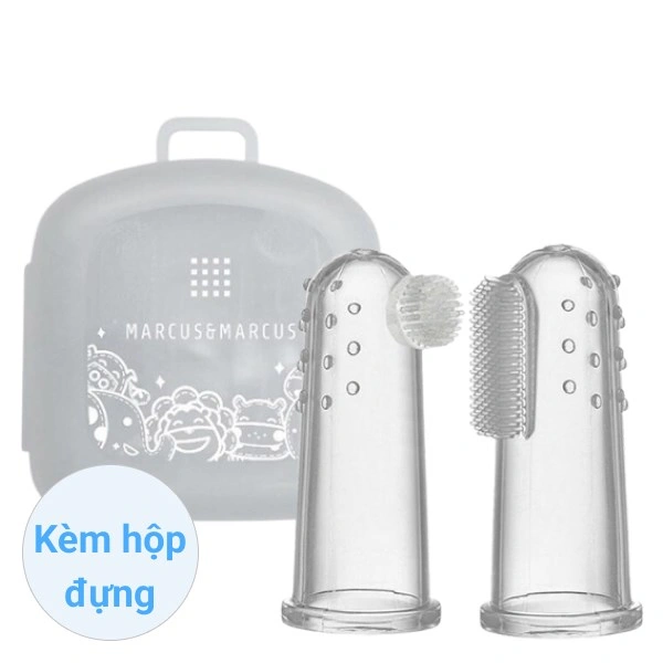 Bộ bàn chải và rơ lưỡi xỏ ngón Marcus & Marcus MNMRC01 silicone mềm (từ 0 tháng) 1