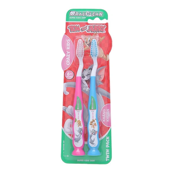 Bộ 2 bàn chải Oral Clean Crazy Kids Soft - Màu xanh dương, hồng