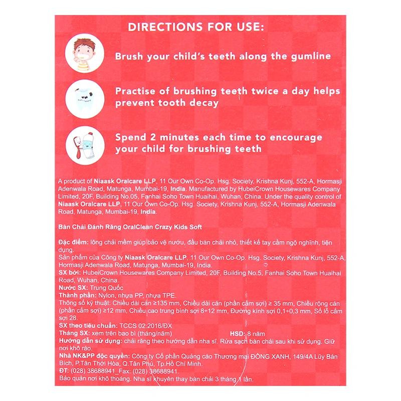 Bộ 2 bàn chải cho bé Oral Clean Crazy Kids Soft lông mềm (từ 6 tuổi) - Màu xanh dương, hồng 7