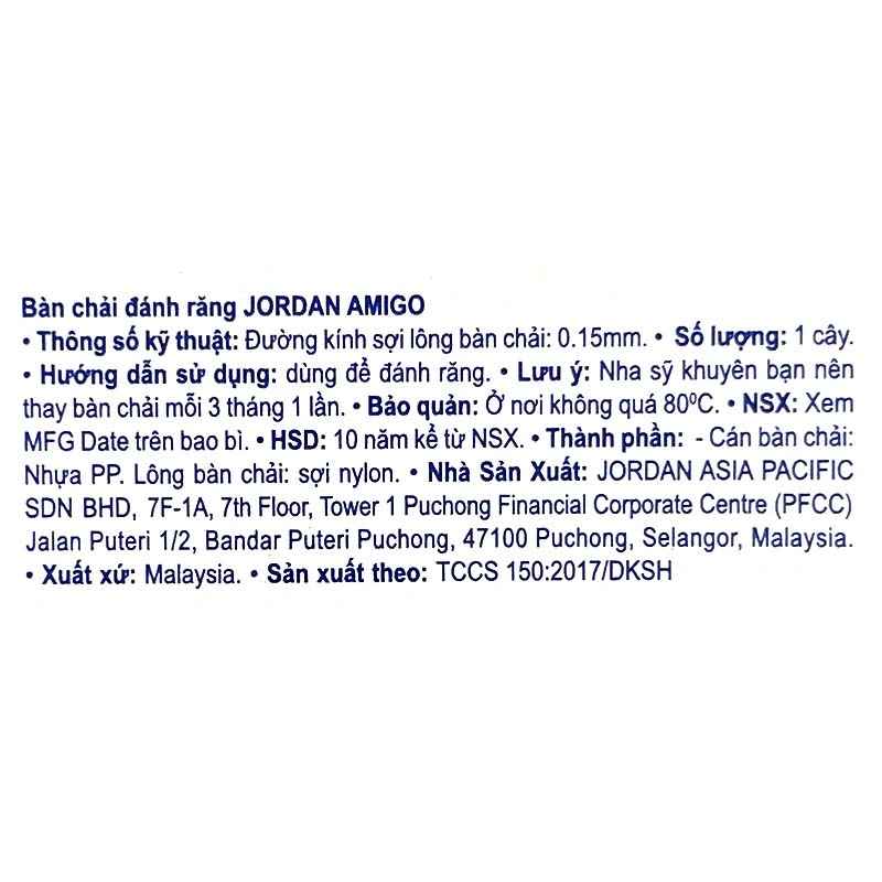 Bàn chải cho bé Jordan Amigo lông mềm (6 - 12 tuổi) - Màu ngẫu nhiên 6