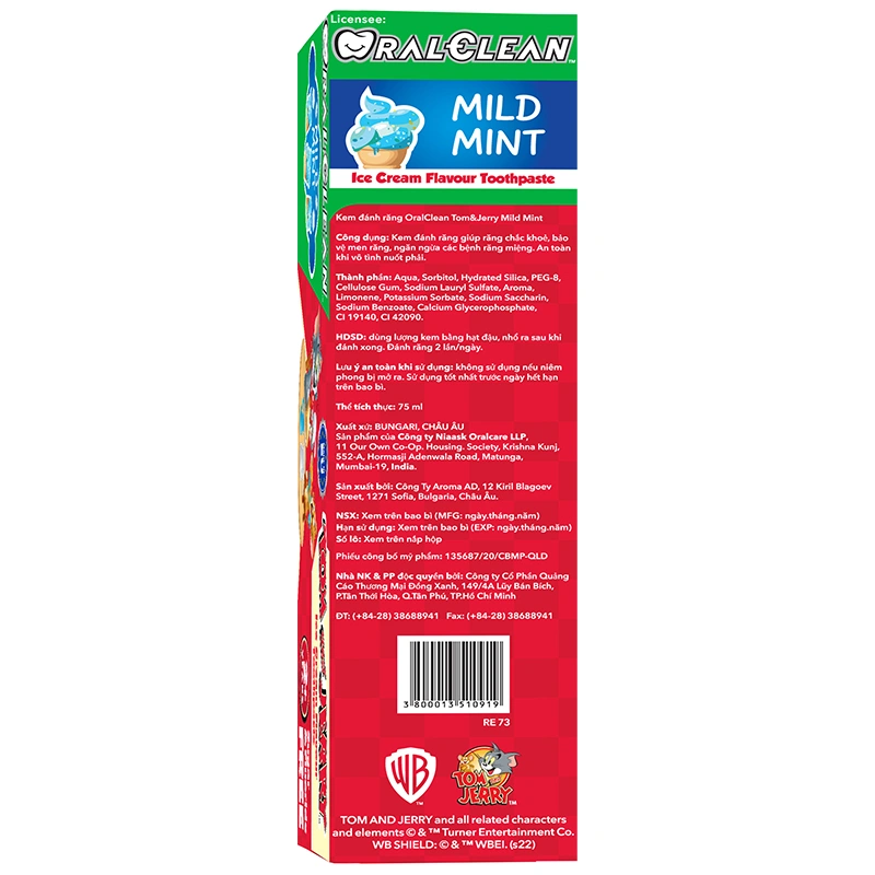 Kem đánh răng cho bé từ 2 tuổi Oral Clean hương kem bạc hà 75 ml 3