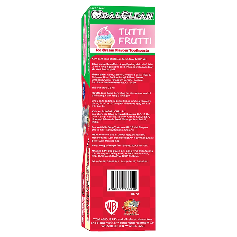 Kem đánh răng cho bé từ 2 tuổi Oral Clean hương kem trái cây 75 ml 4