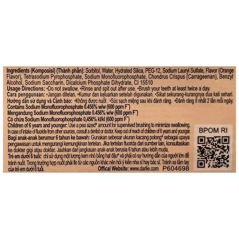 Kem đánh răng cho bé từ 3 tuổi Darlie hương dâu 40g 4