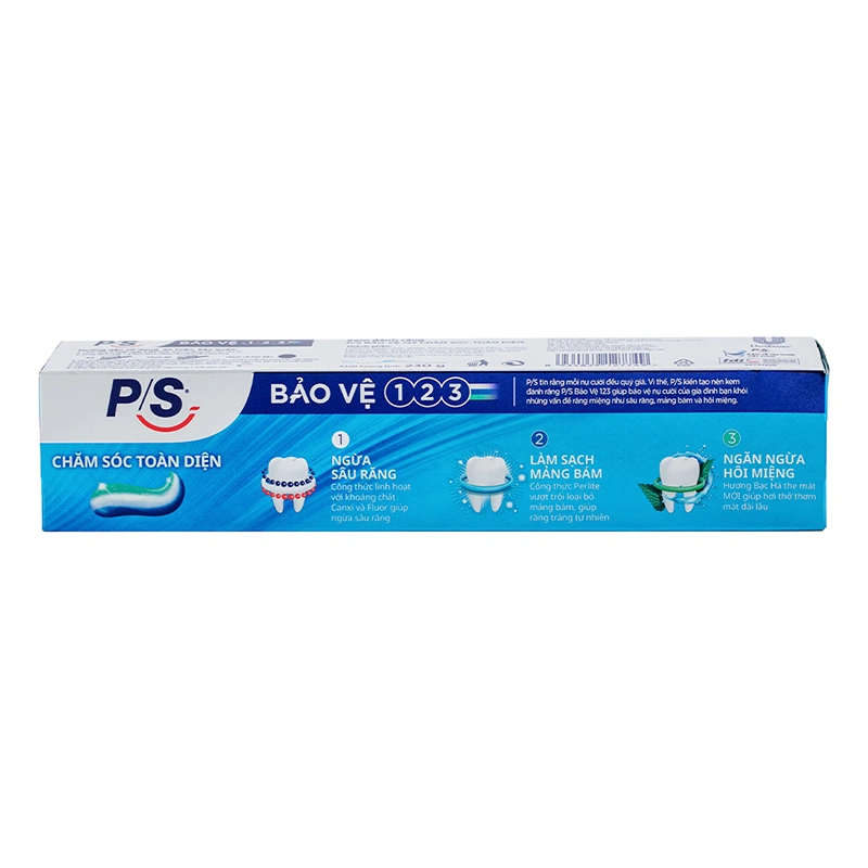 Kem đánh răng từ 6 tuổi P/S Bảo Vệ 123 Chăm Sóc Toàn Diện hương bạc hà 230g 3