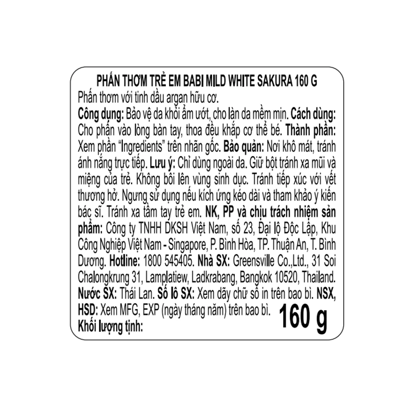 Phấn thơm dưỡng ẩm cho bé Babi Mild Bioganik 160g - Giao bao bì ngẫu nhiên 20