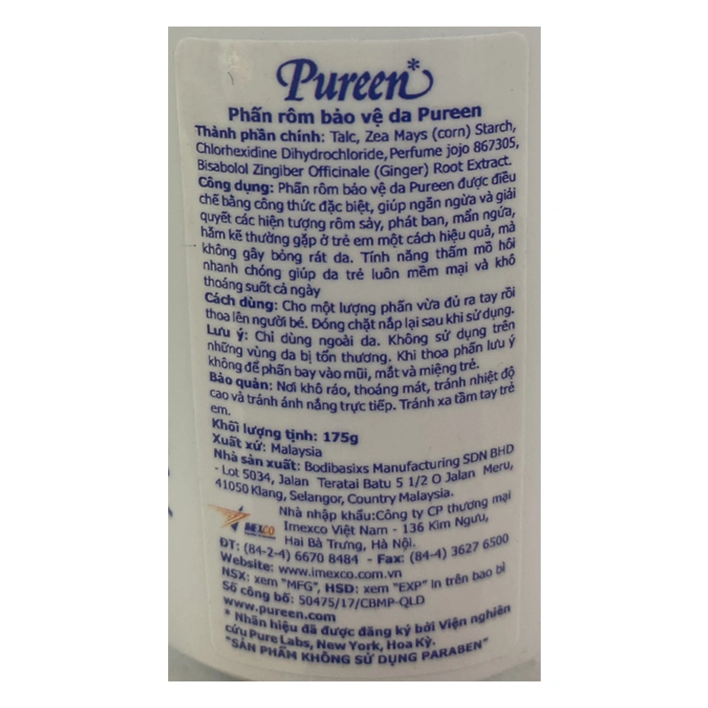 Phấn rôm cho bé Pureen Baby Skin Protectant Powder 175g 4