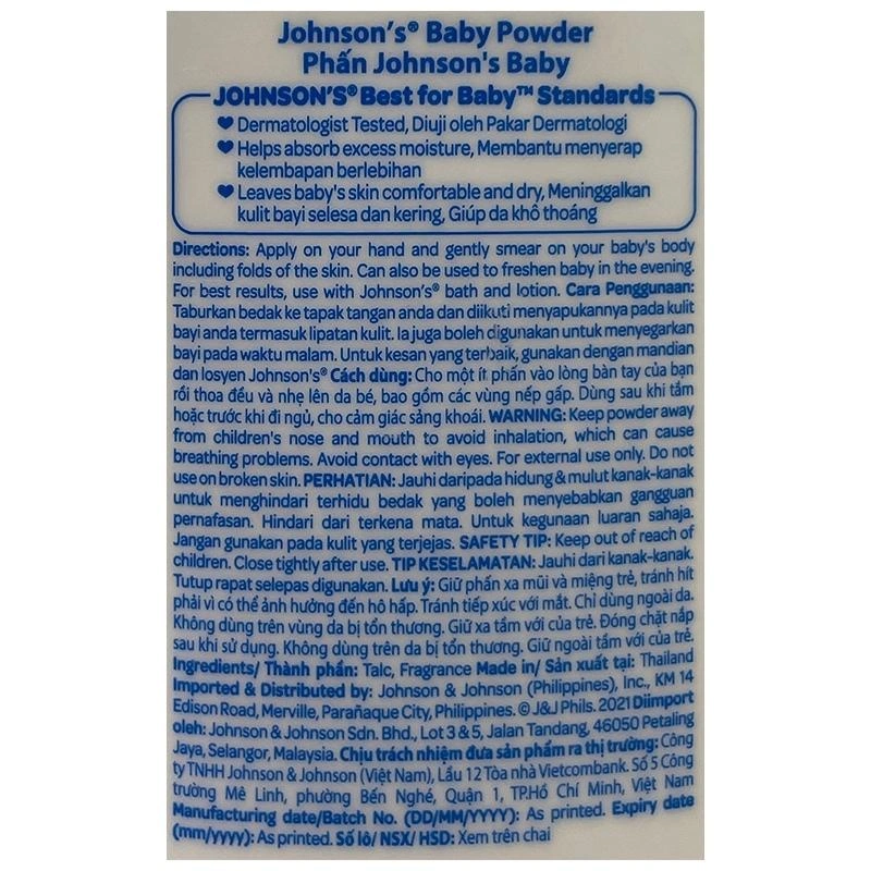 Phấn thơm cho bé Johnsons Baby Powder 200g 7