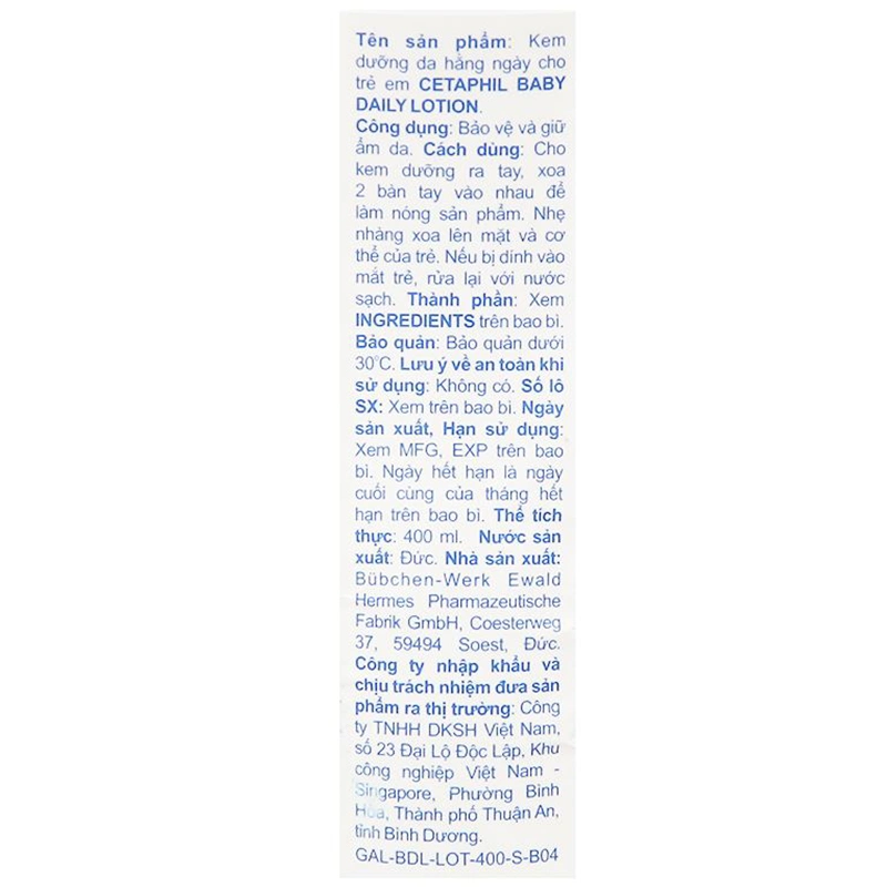 Kem dưỡng da chiết xuất bơ hạt mỡ cho bé Cetaphil Baby Daily Lotion 400 ml 4