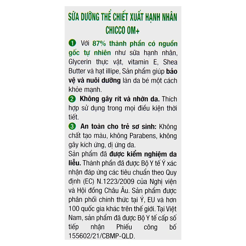 Sữa dưỡng ẩm chiết xuất hạnh nhân cho bé Chicco 200 ml 10