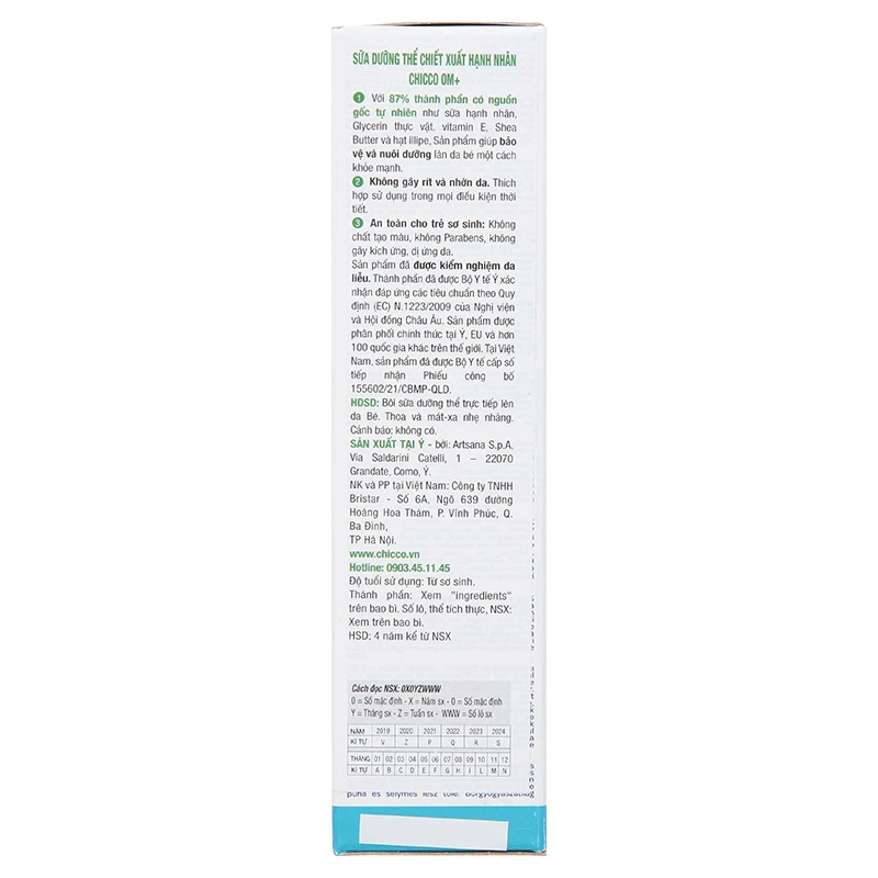Sữa dưỡng ẩm chiết xuất hạnh nhân cho bé Chicco 200 ml 5