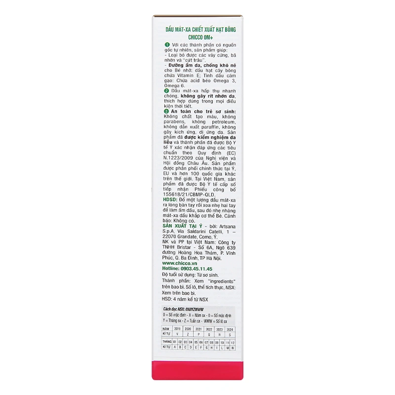 Dầu massage chiết xuất hạt bông cho bé Chicco 200 ml 6