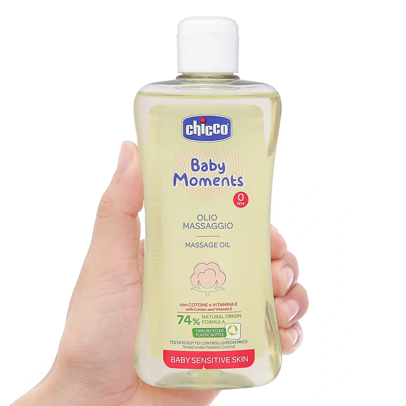 Dầu massage chiết xuất hạt bông cho bé Chicco 200 ml 9