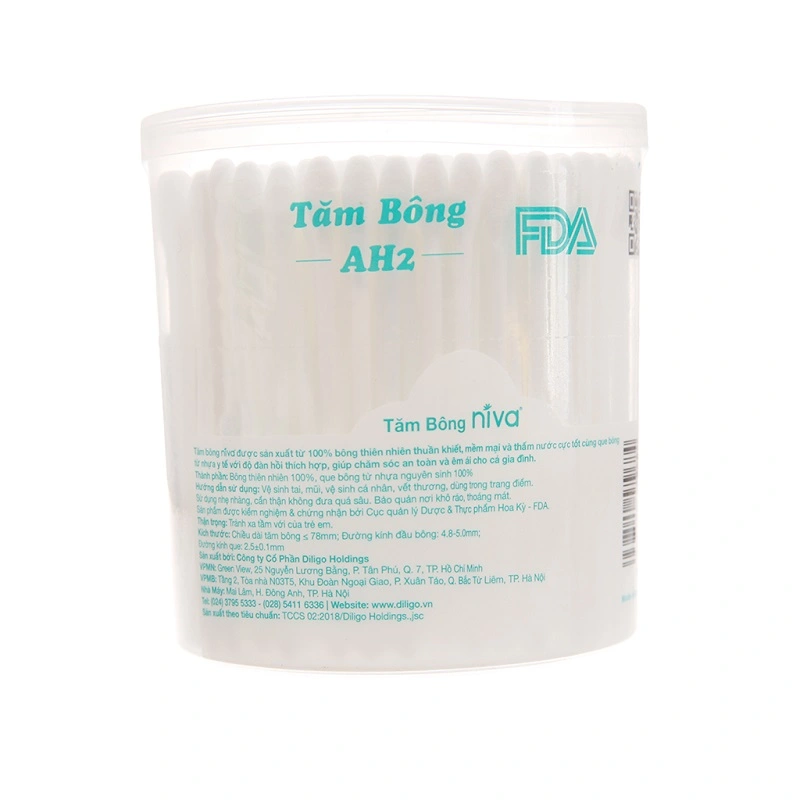 Tăm bông thân nhựa Niva AH2 đầu tròn và đầu xoắn hũ 200 cây 2