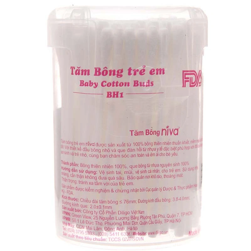 Tăm bông cho bé thân nhựa Niva BH1 đầu tròn hũ 150 cây 2