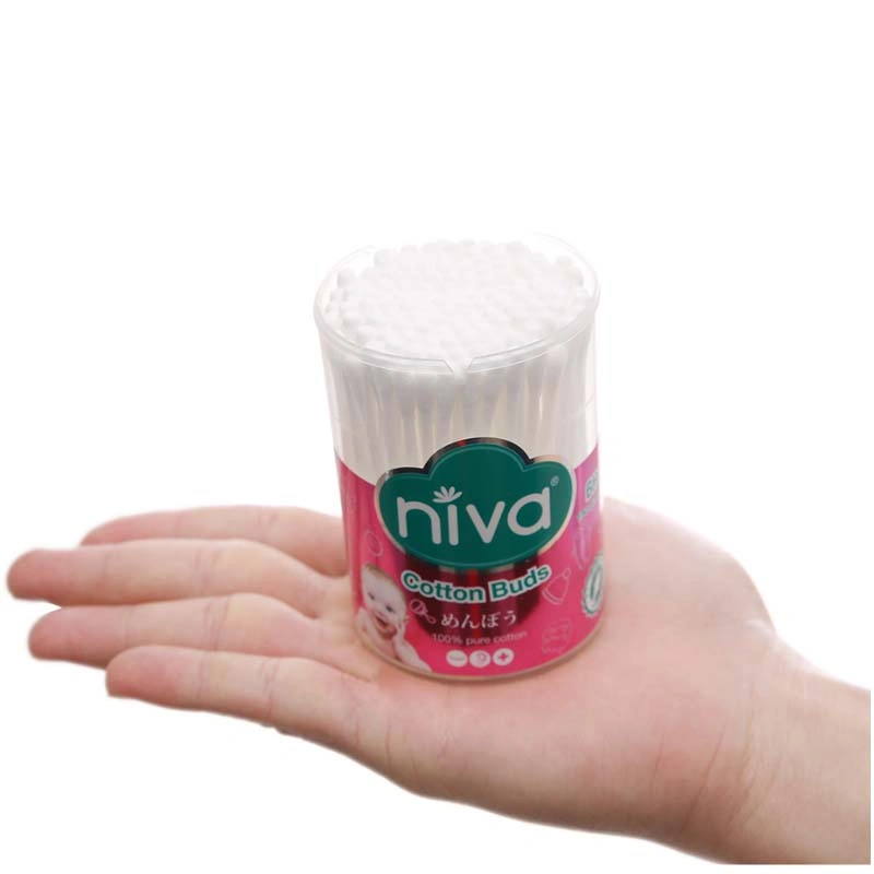 Tăm bông cho bé thân nhựa Niva BH1 đầu tròn hũ 150 cây 3
