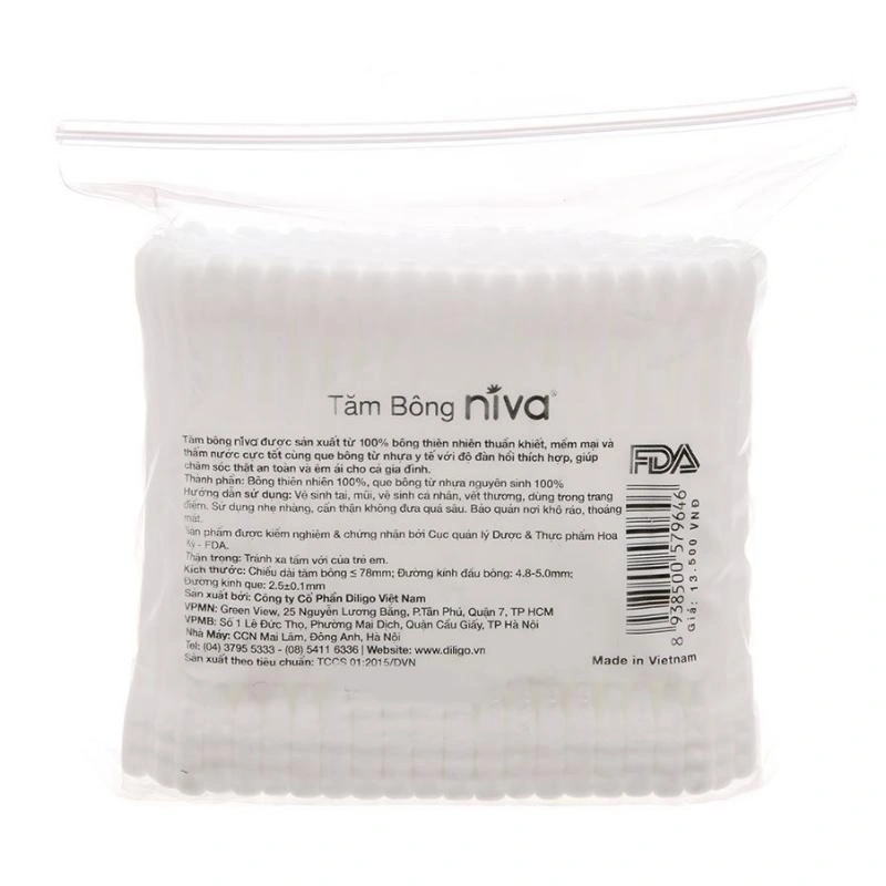 Tăm bông thân nhựa Niva AZ3 đầu tròn và đầu xoắn gói 200 cây 2