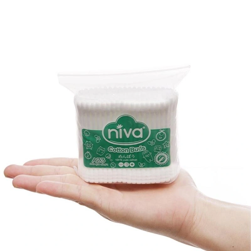 Tăm bông thân nhựa Niva AZ3 đầu tròn và đầu xoắn gói 200 cây 3