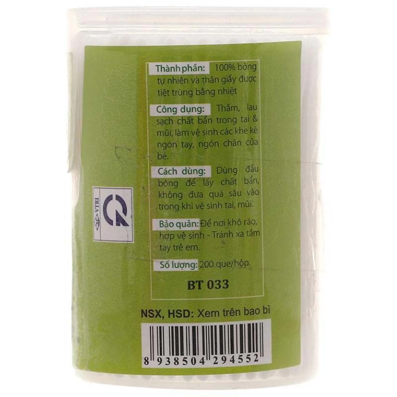 Tăm bông cho bé thân giấy Hana đầu tròn hộp 200 cây 5