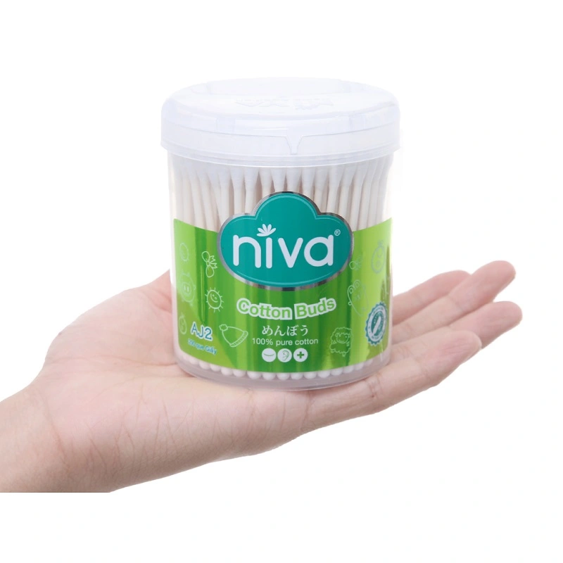 Tăm bông thân giấy Niva AJ2 đầu tròn và đầu xoắn hũ 200 cây 3