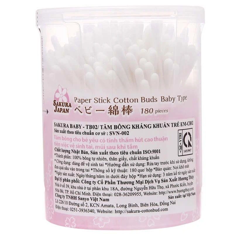 Tăm bông thân giấy kháng khuẩn Sakura TB12 đầu xoắn hũ 180 cây 11